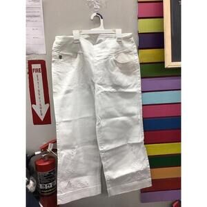 Belle Kim graver tripleluxe twill pull on crop pants seaside 14 white new QVC